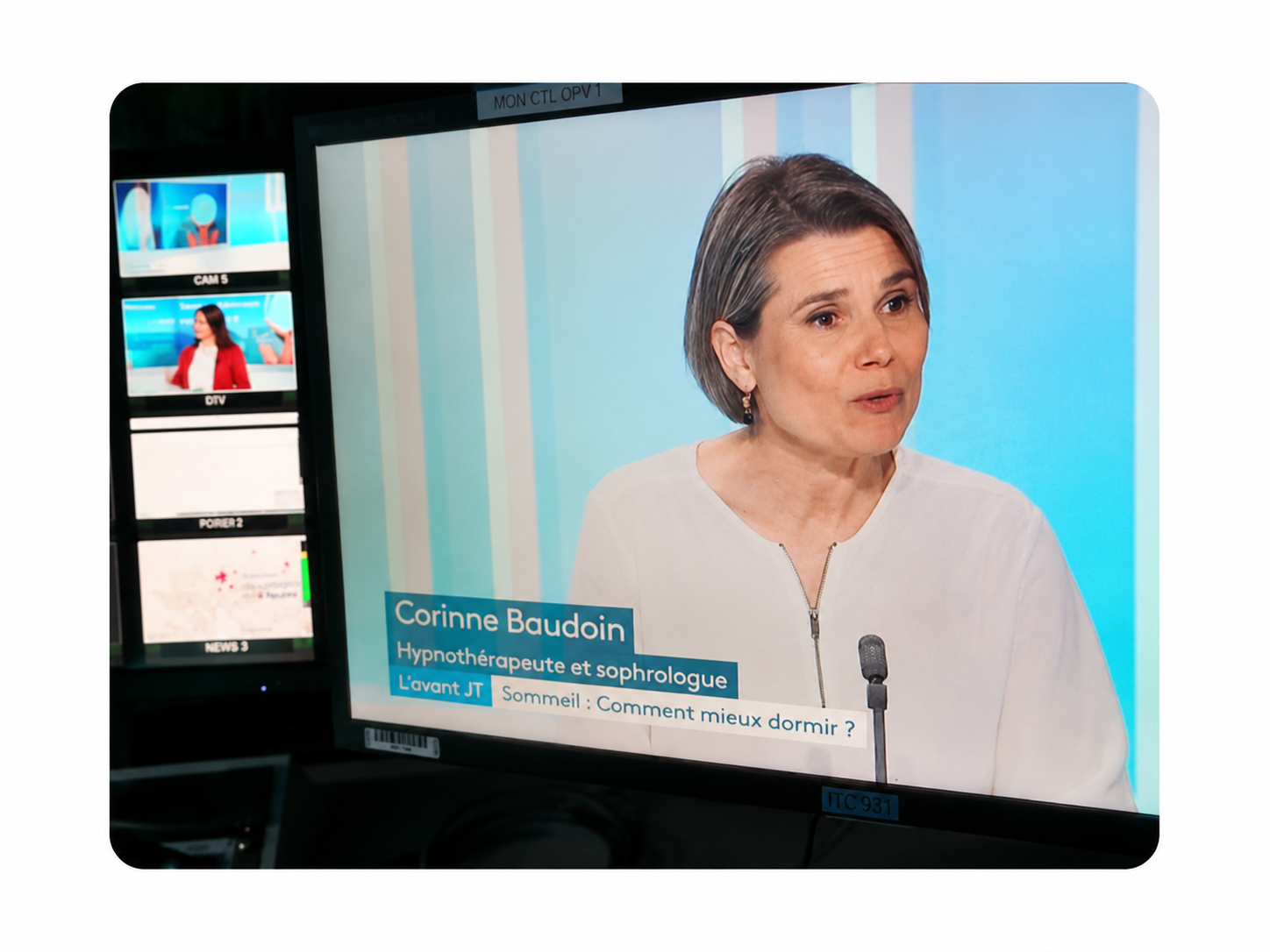 Corinne Baudoin lors d’une intervention télévisée sur le sommeil